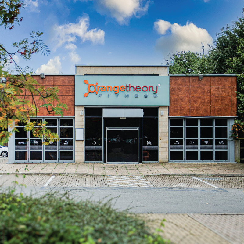 Illuminated 3D lettering sign for Orange Theory Fitness.